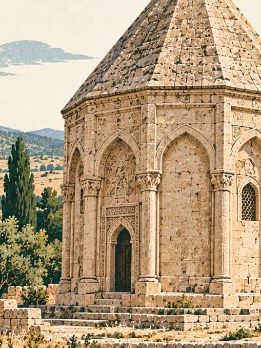 Illustration of Aflak Baba Tomb Tower, Kırşehir