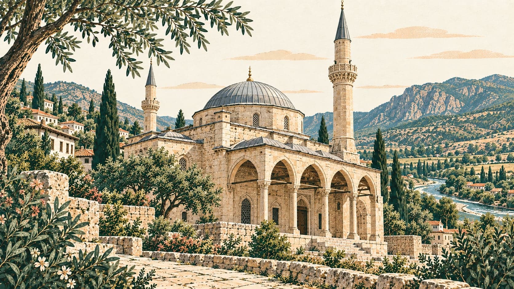 Illustration of Ağcabey Mosque, Osmaniye