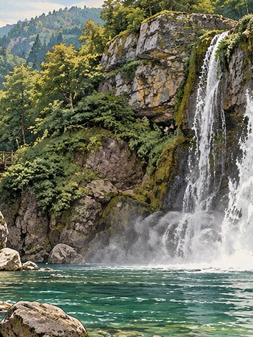 Illustration of Aktaş Waterfall, Düzce