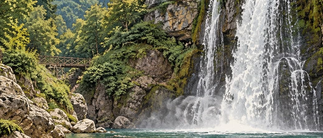 Illustration of Aktaş Waterfall, Düzce
