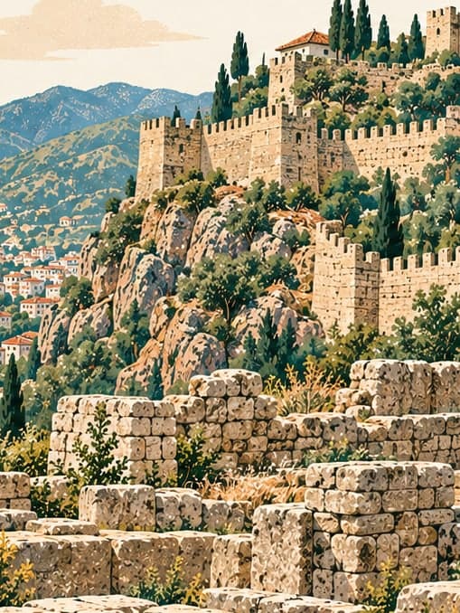 Illustration of Alanya Kalesi, Antalya