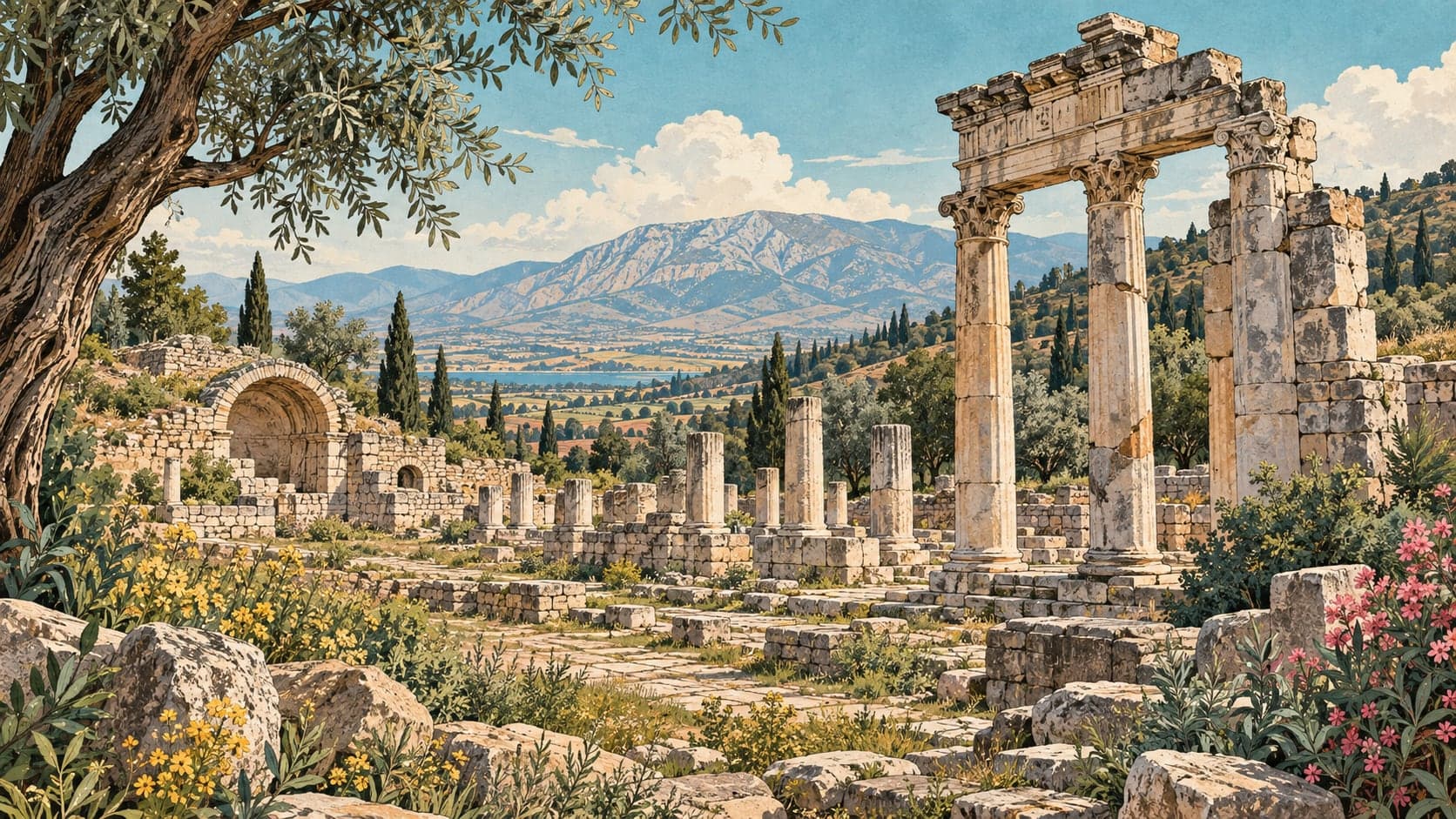 Illustration of Apollonia Salbace Ancient City, Denizli
