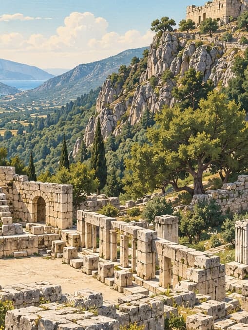 Illustration of Arykanda Archaeological Site, Antalya