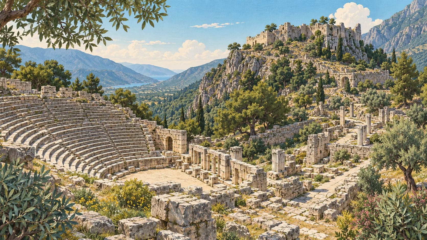 Illustration of Arykanda Archaeological Site, Antalya