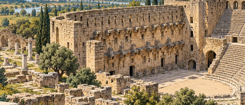 Illustration of Aspendos Archaeological Site, Antalya