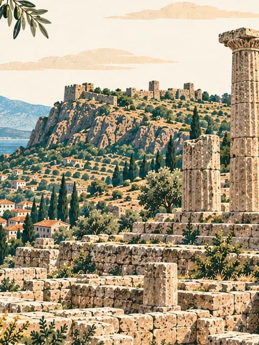 Illustration of Assos Archaeological Site, Çanakkale