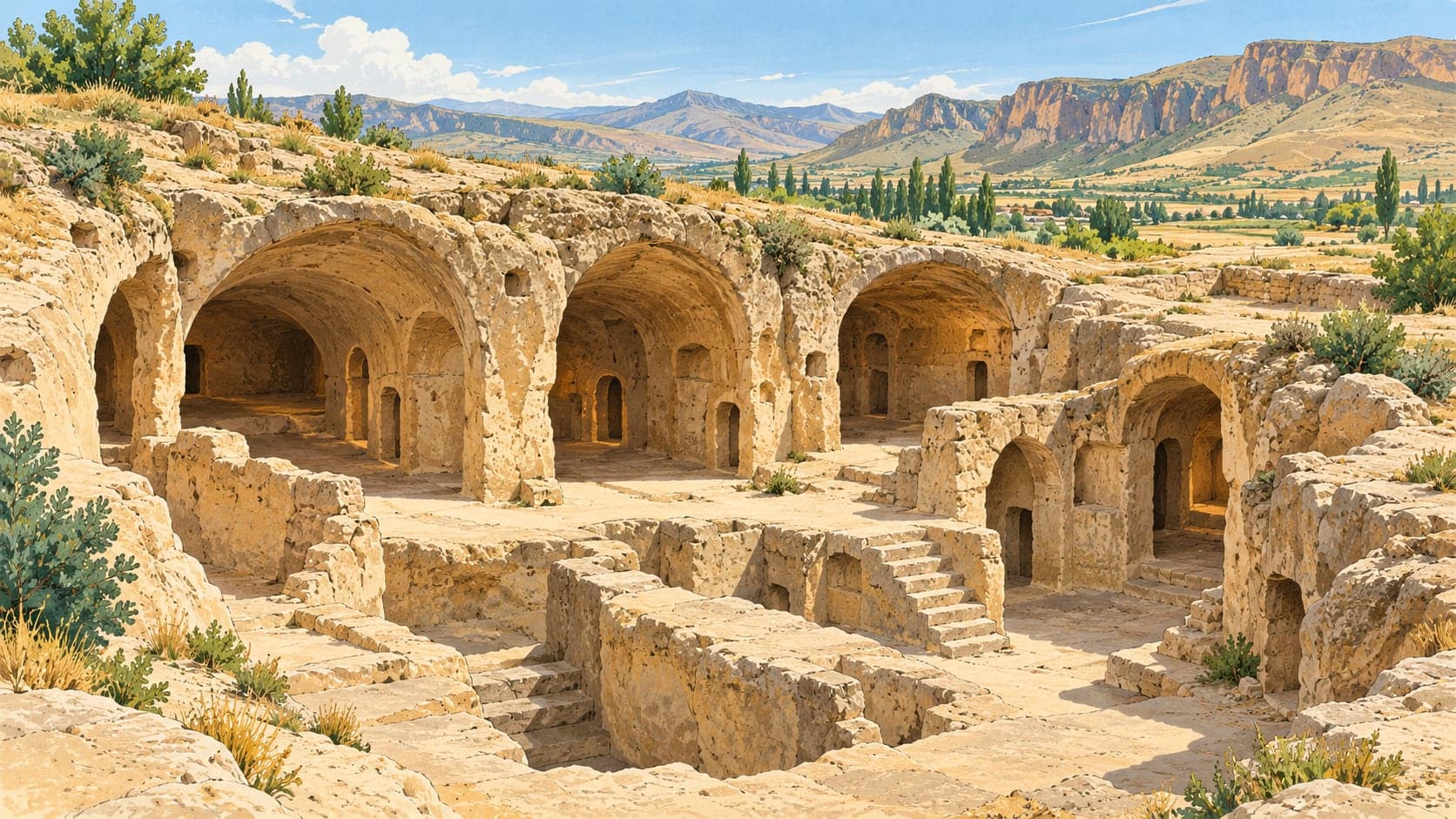 Aydıntepe Underground City çizimi, Bayburt