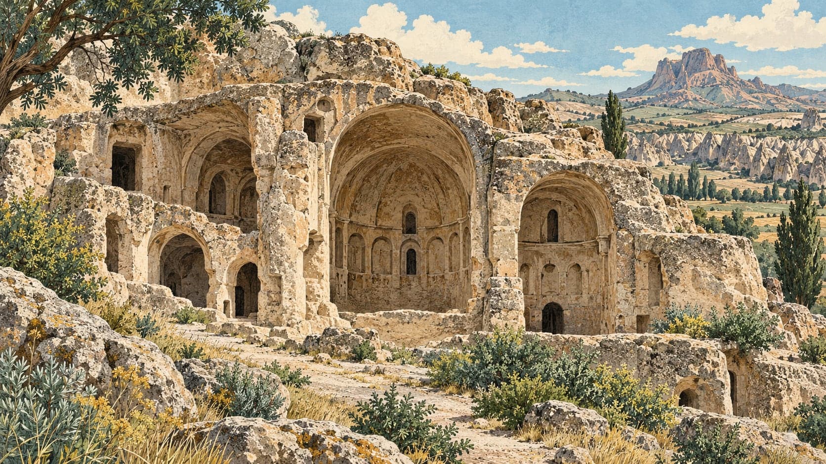Illustration of Bahattin Samanlığı Church, Aksaray