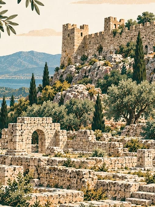 Illustration of Beçin Castle, Muğla