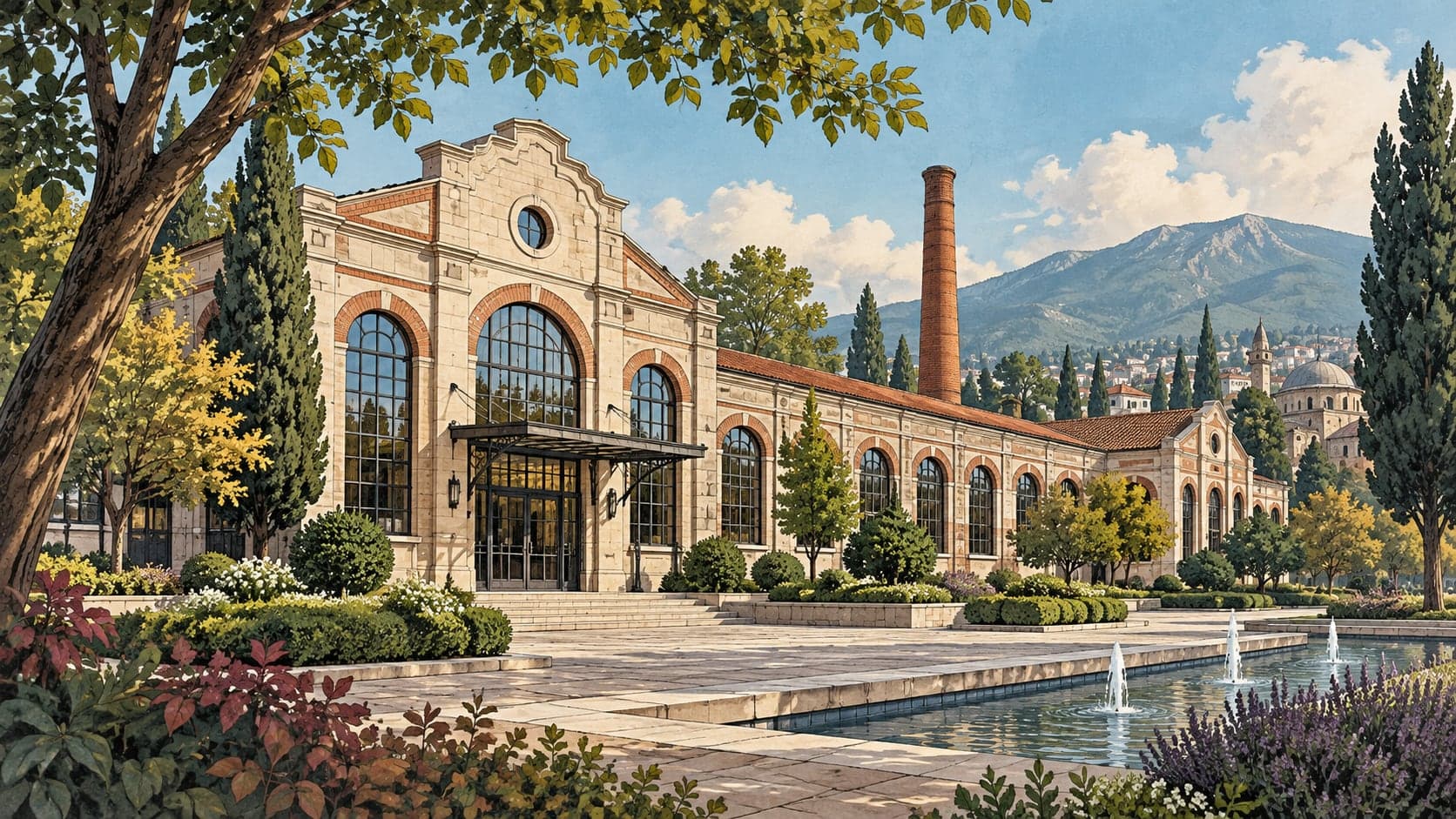 Illustration of Bursa Merinos Textile Industry Museum, Bursa