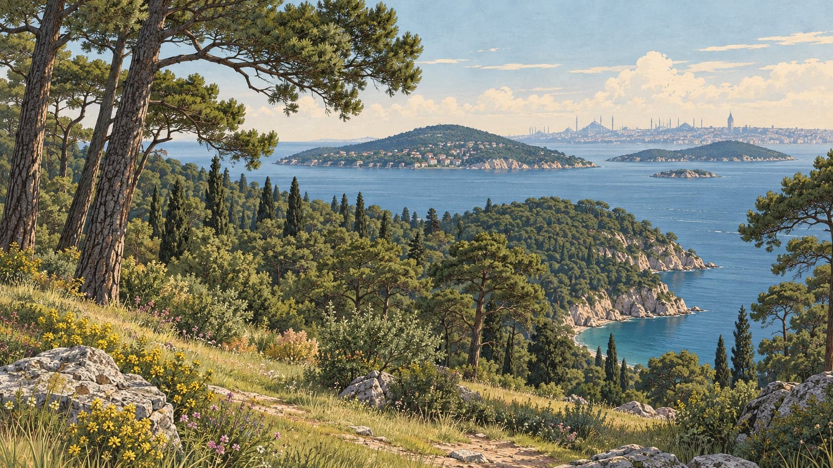 Illustration of Büyükada Nature Park, İstanbul