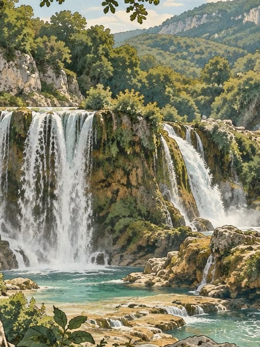 Illustration of Çalkaya Takım Waterfalls Natural Monument, Samsun