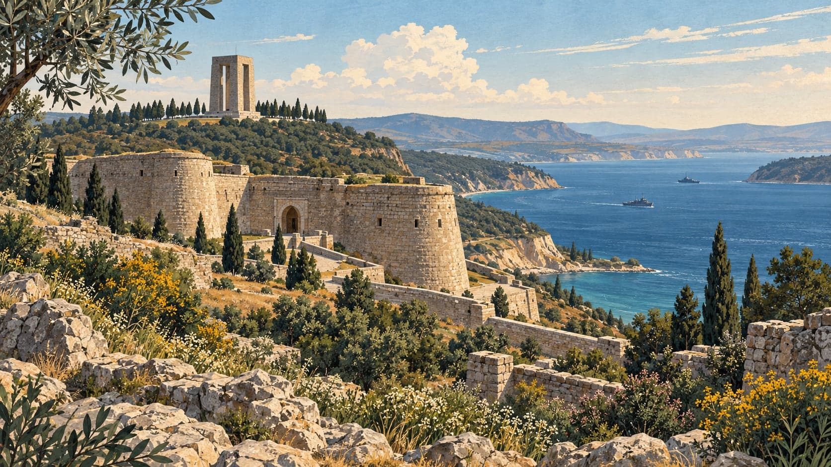 Illustration of Çanakkale Battles Gallipoli Historical Site, Çanakkale