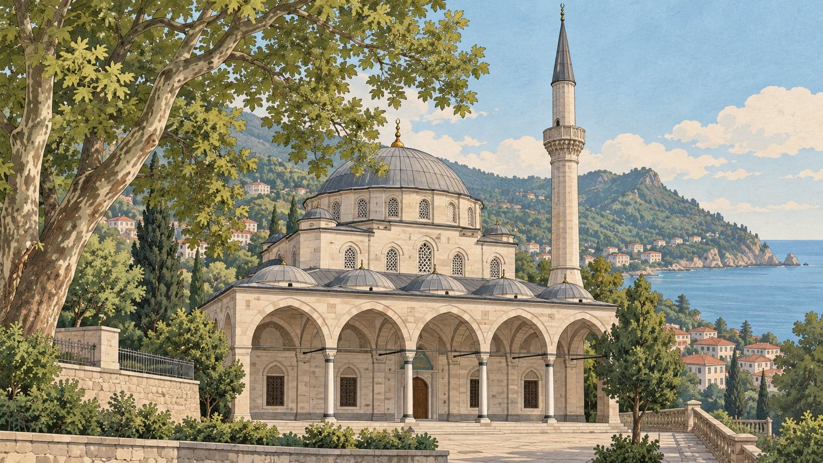 Illustration of Çınarlar Mosque, Giresun