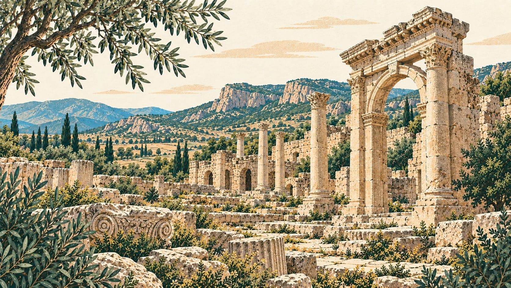 Illustration of Değle Archaeological Site, Karaman