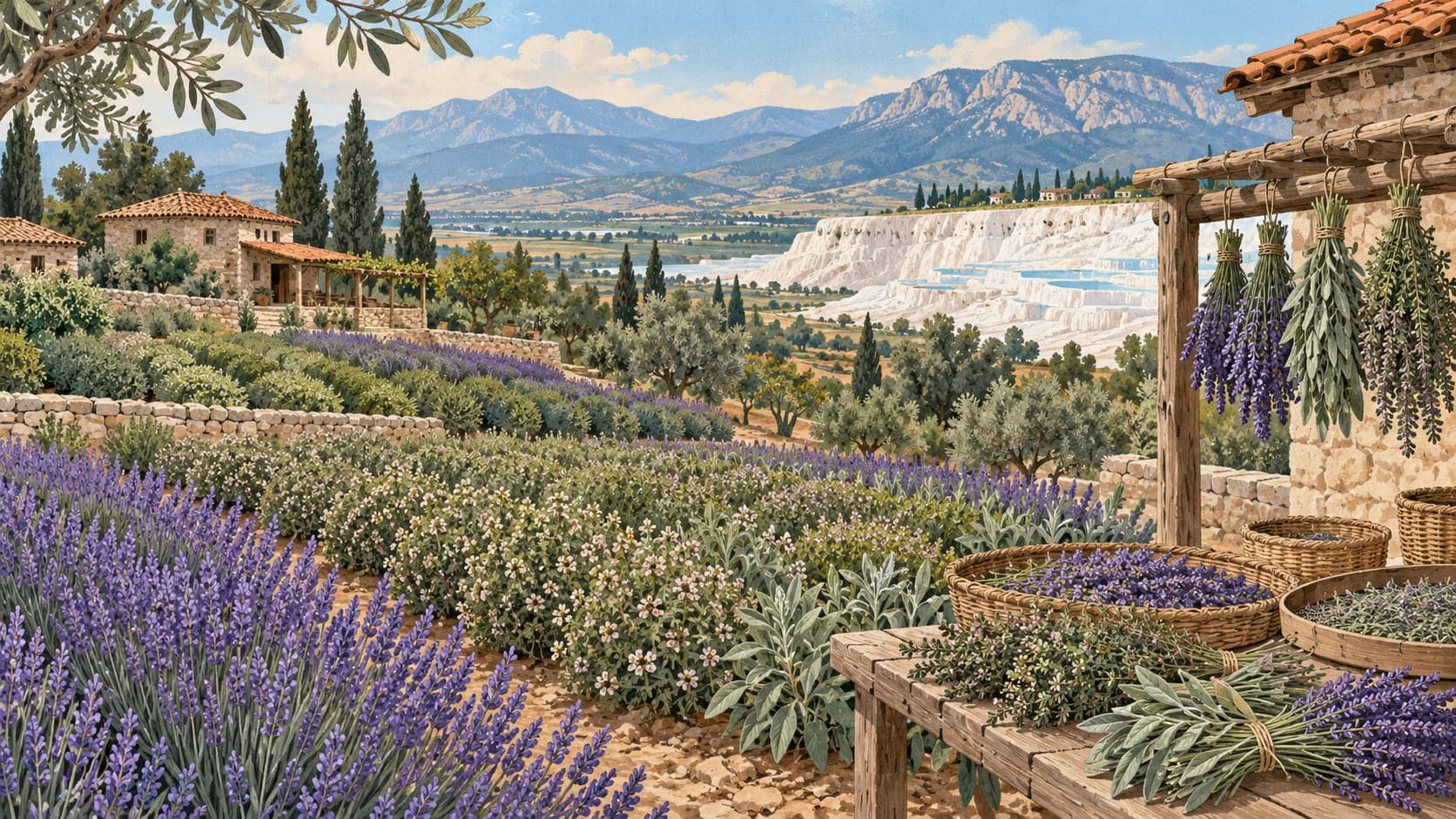Illustration of Denizli Gözler Thyme-Lavender-Sage Gardens, Denizli