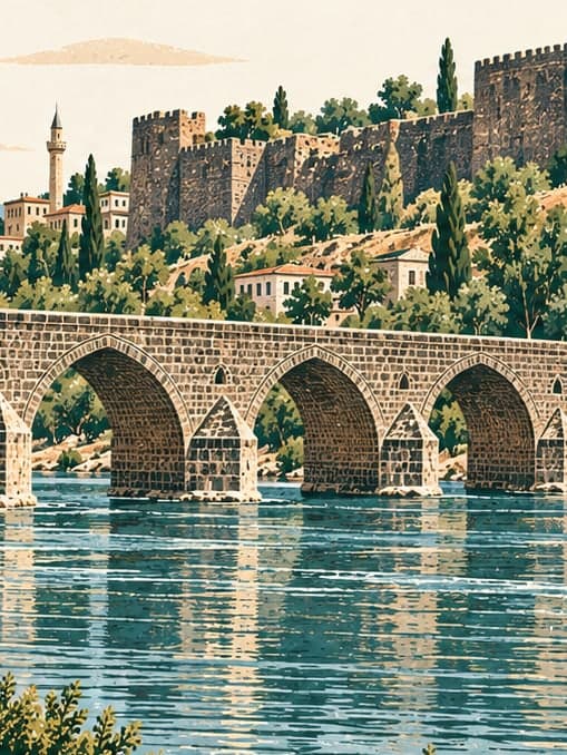 Illustration of Dicle Köprüsü, Diyarbakır