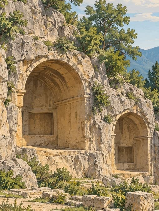 Illustration of Dikenlice Rock Tombs, Ordu