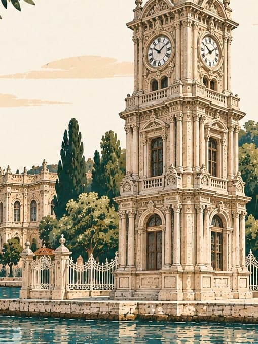 Illustration of Dolmabahçe Saat Kulesi, İstanbul