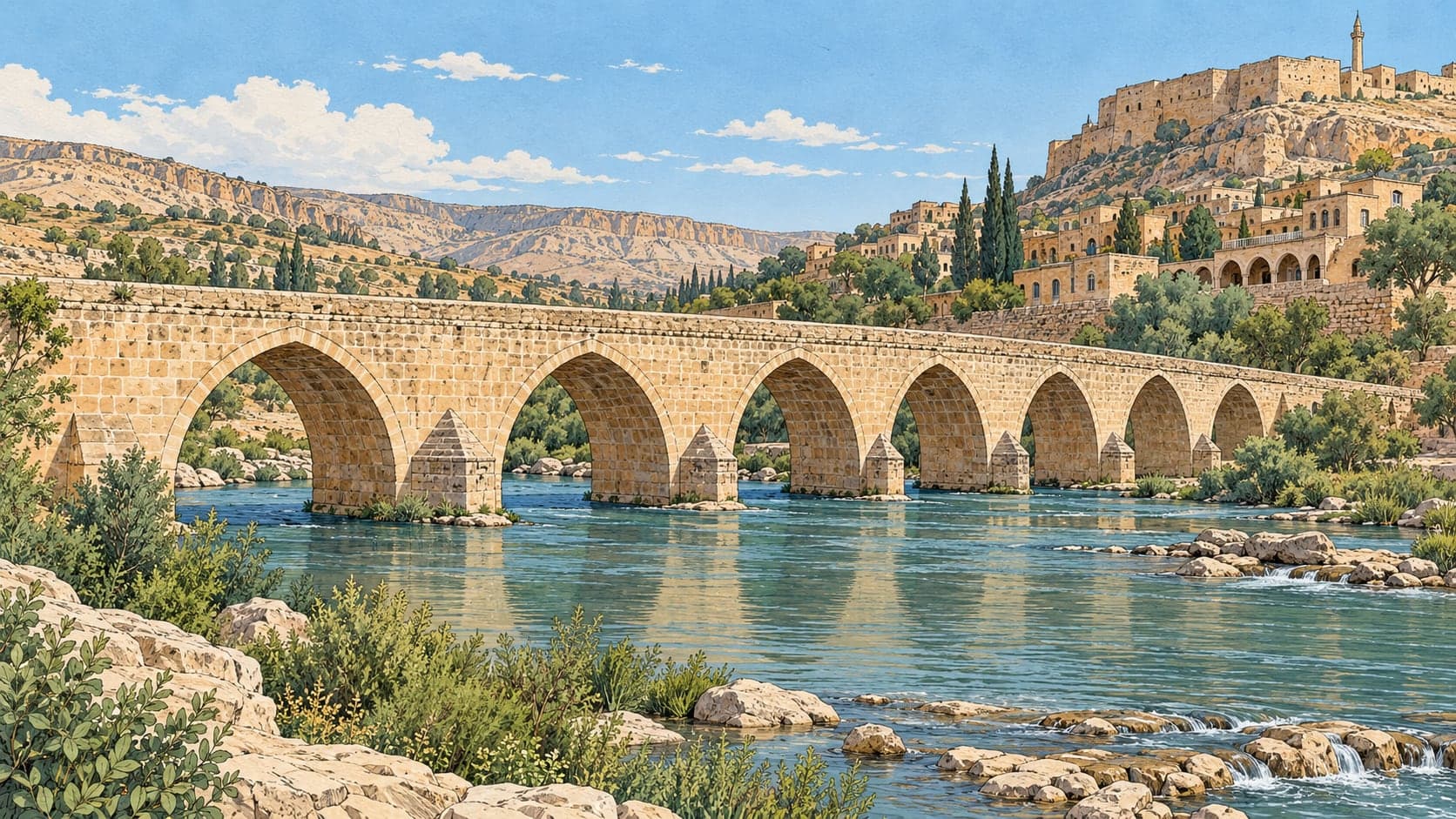 Illustration of Dunaysır Bridge, Mardin
