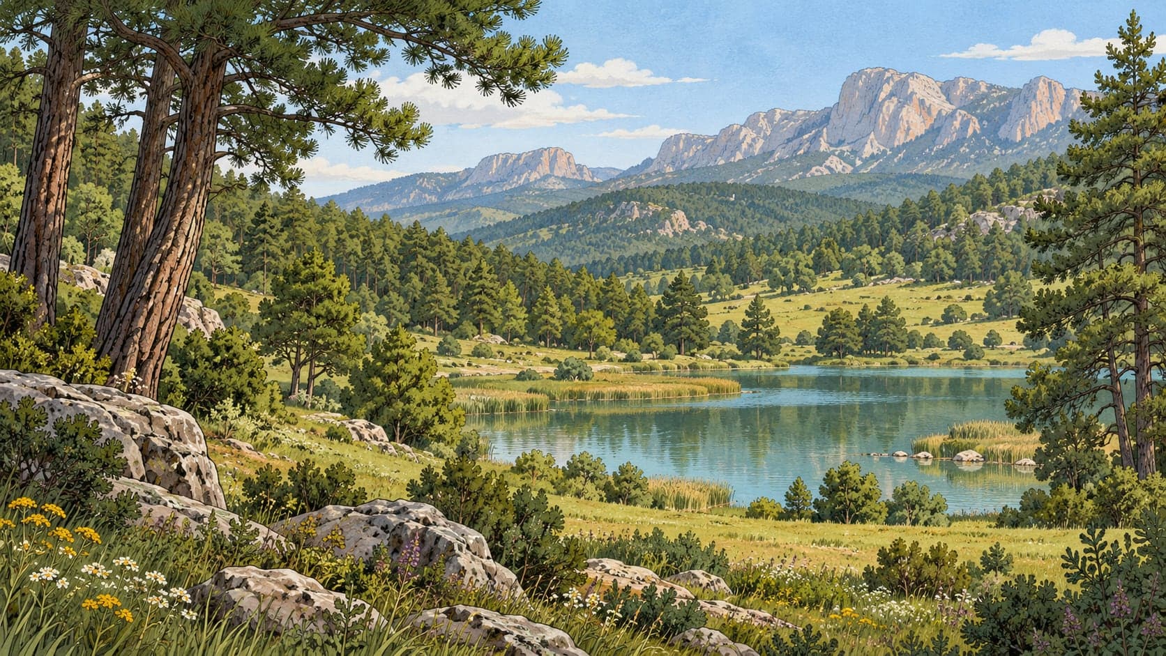 Illustration of Düzgün Baba Mountain and Shrine, Tunceli