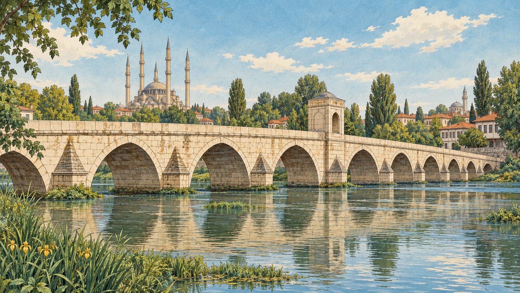 Illustration of Ekmekçizade Ahmet Paşa Tunca Bridge, Edirne