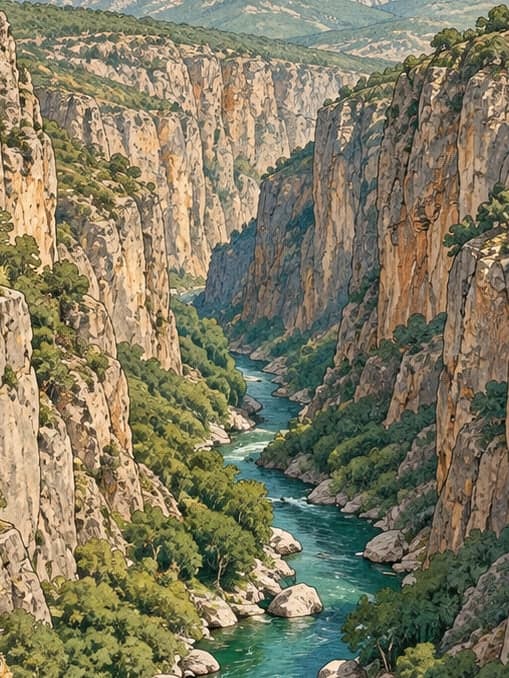 Illustration of Emecik Canyon, Denizli
