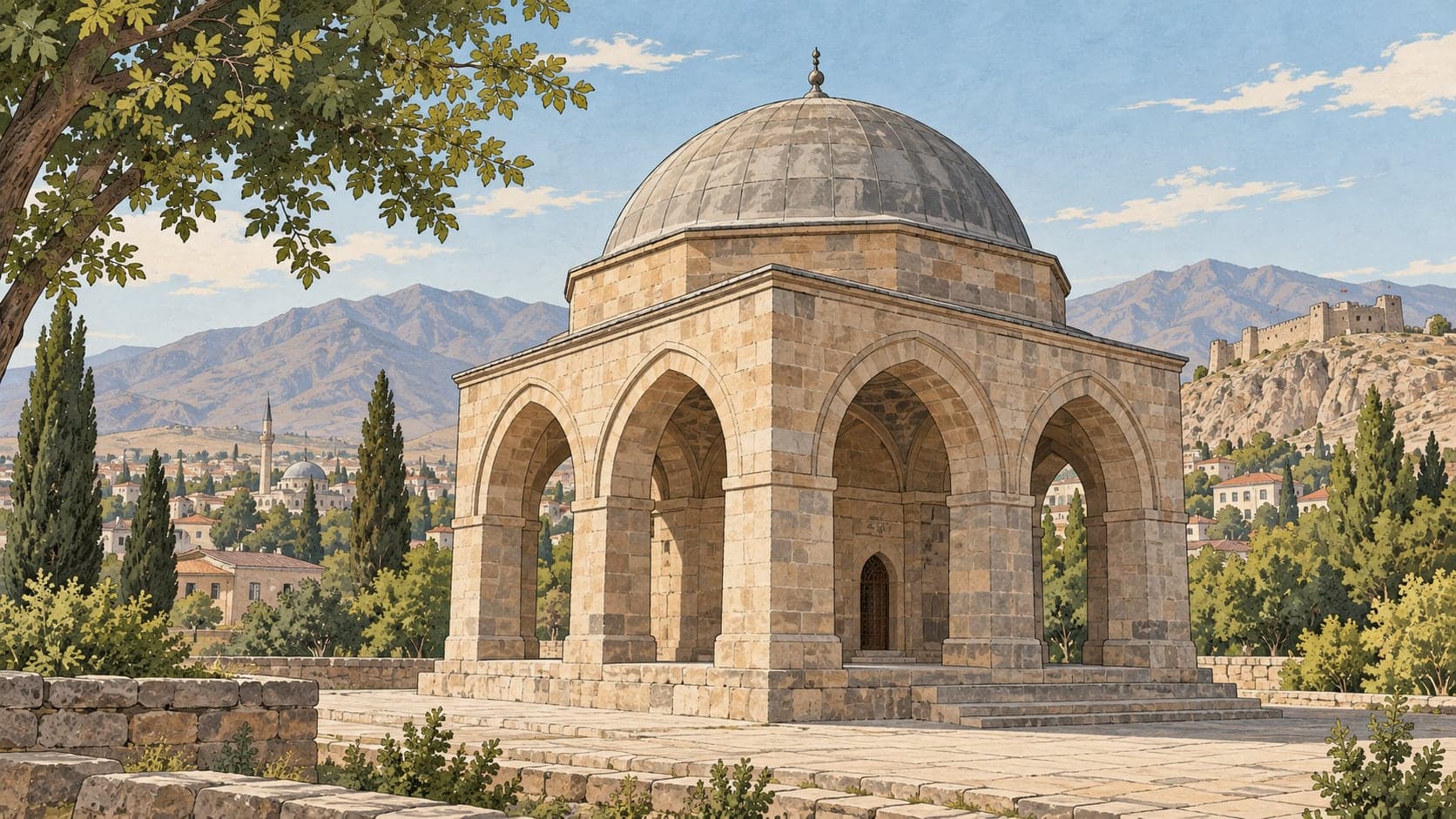 Illustration of Emir Hıdır Bey Mosque, Manisa