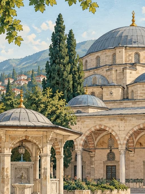 Illustration of Emir Sultan Mosque, Bursa