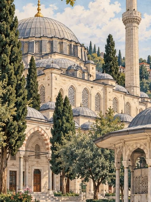 Illustration of Eyüp Sultan Mosque, İstanbul