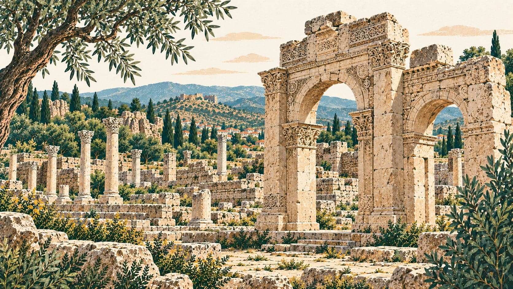 Illustration of Fethiye Archaeological Site, Eskişehir