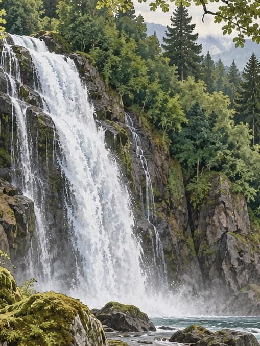 Illustration of Gindeş Waterfall Natural Monument, Rize