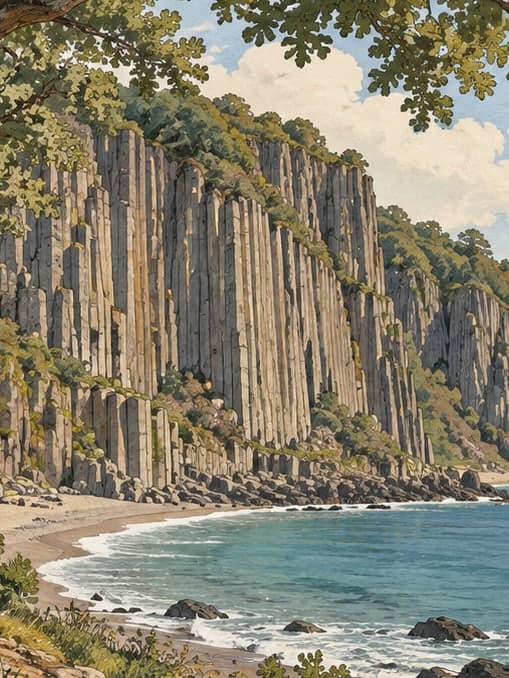 Illustration of Güzelcehisar Basalt Columns Natural Monument, Bartın
