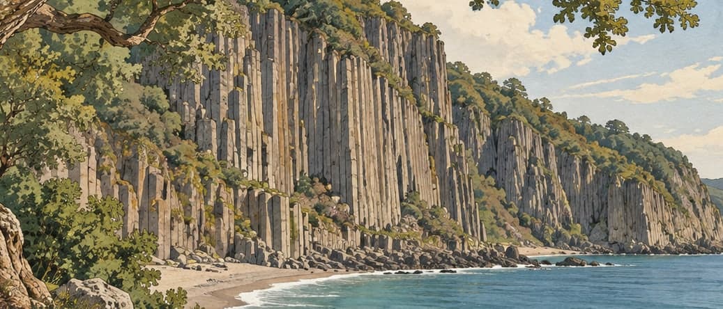 Illustration of Güzelcehisar Basalt Columns Natural Monument, Bartın