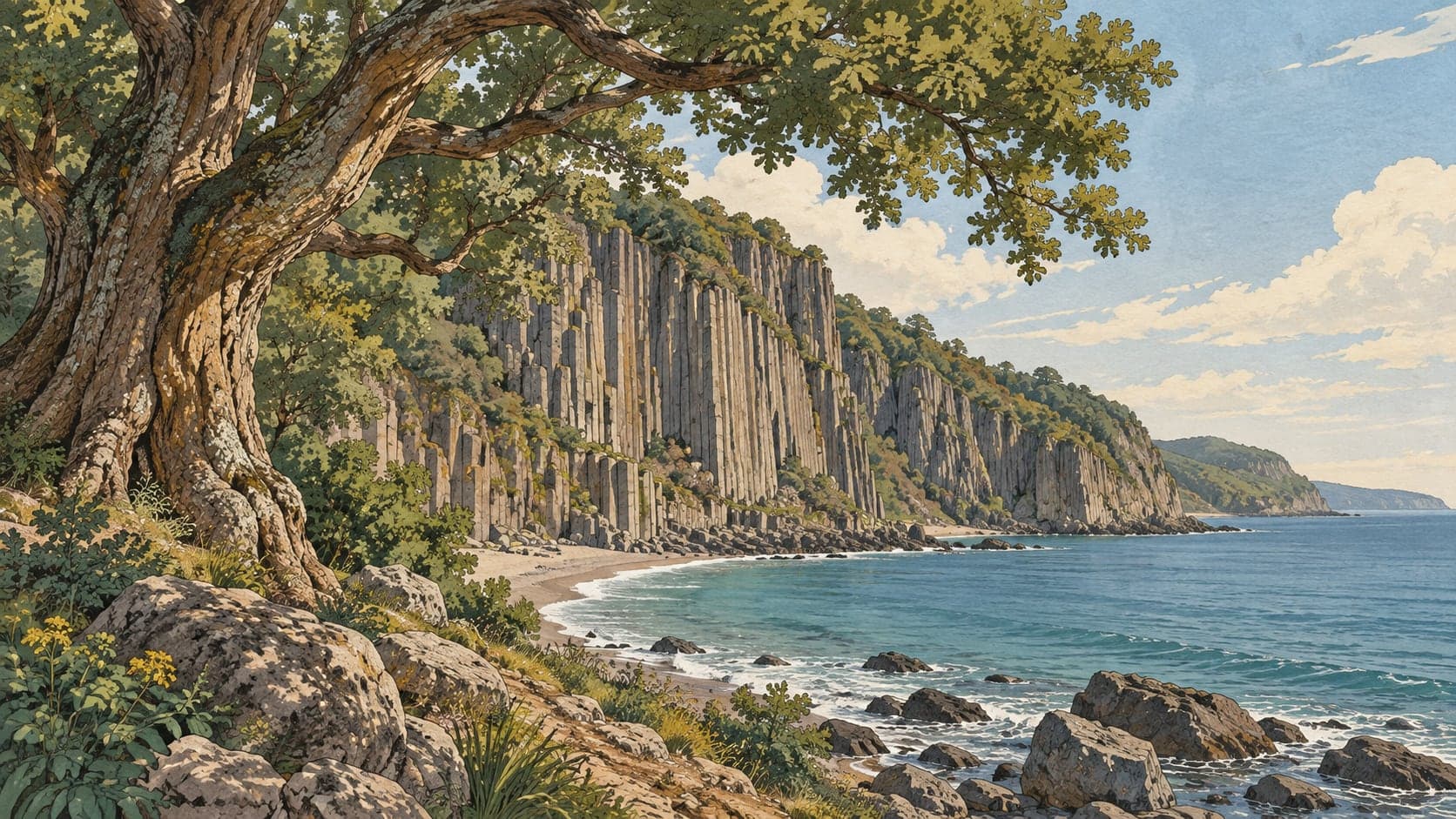 Illustration of Güzelcehisar Basalt Columns Natural Monument, Bartın