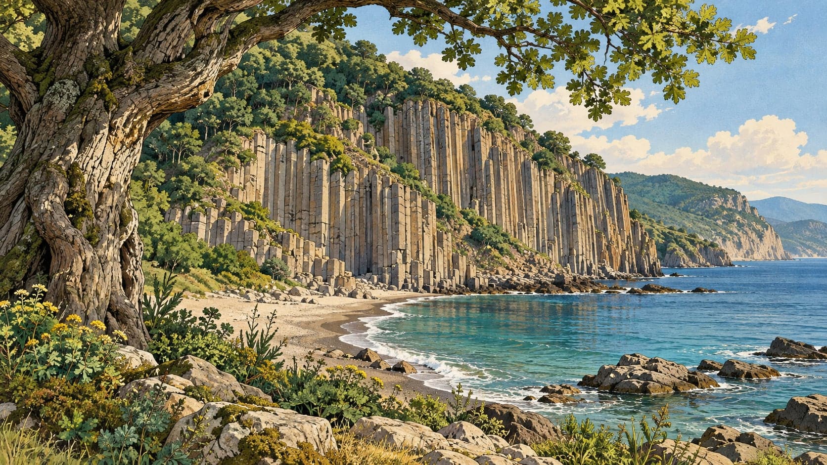 Illustration of Güzelcehisar Lava Columns, Bartın