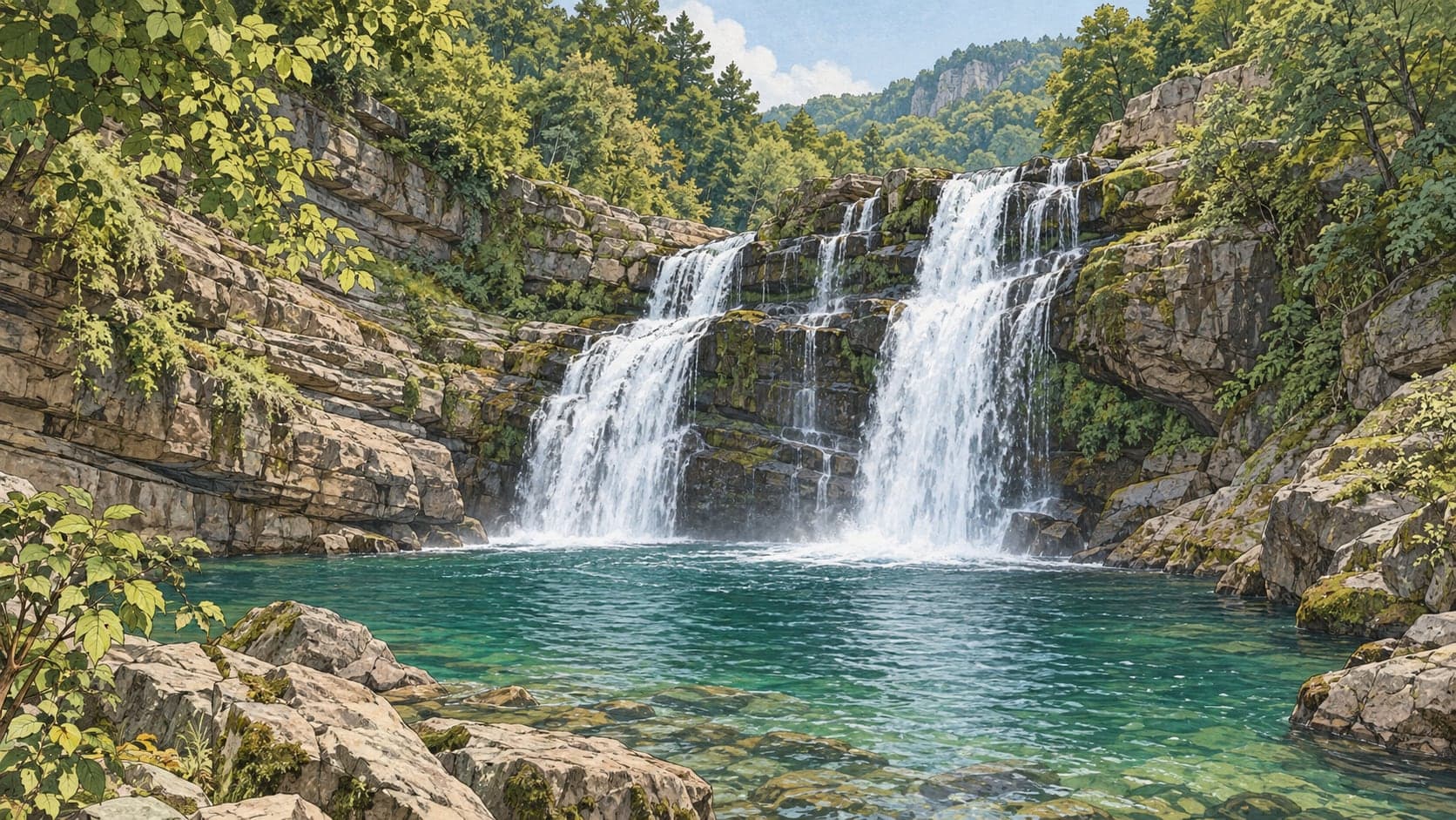 Illustration of Harmankaya Waterfalls Nature Park, Zonguldak