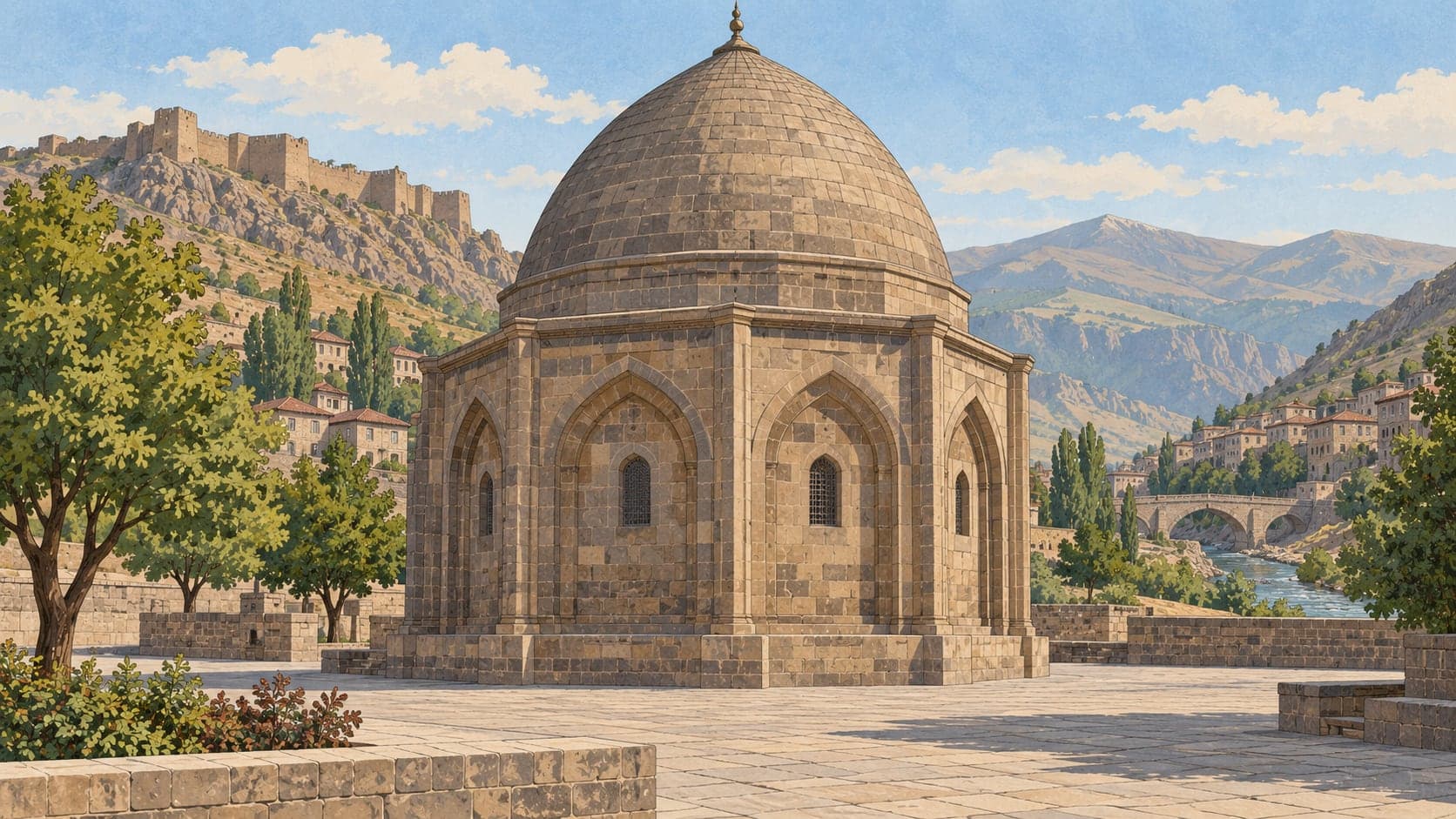 Illustration of Hasan Padişah Tomb Tower, Bitlis