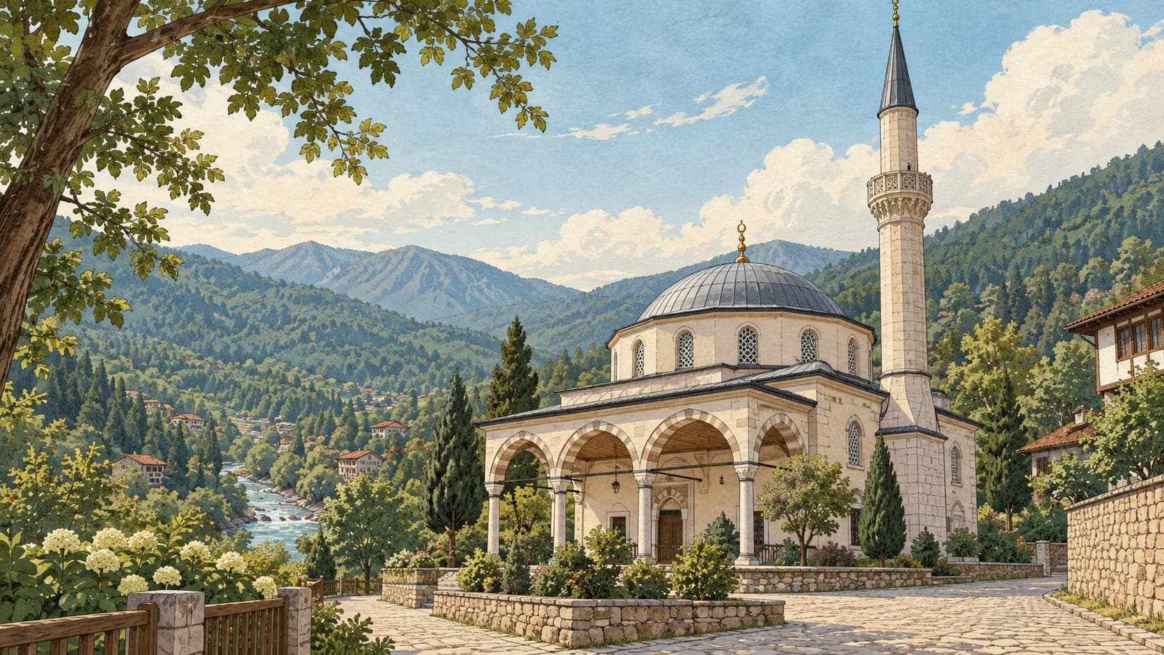 Illustration of Hemşin Village Mosque, Düzce