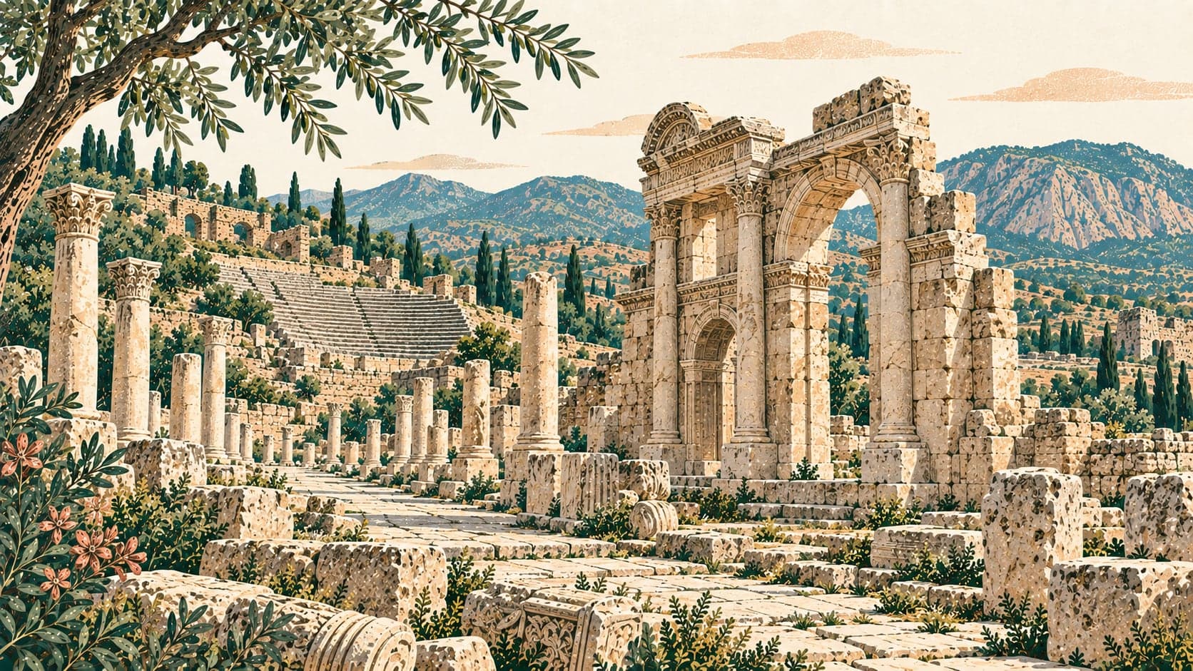 Illustration of Heraklia Salbace Ancient City, Denizli