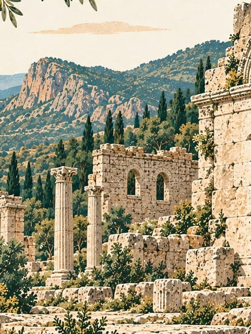 Illustration of İdebessos Ancient City, Antalya
