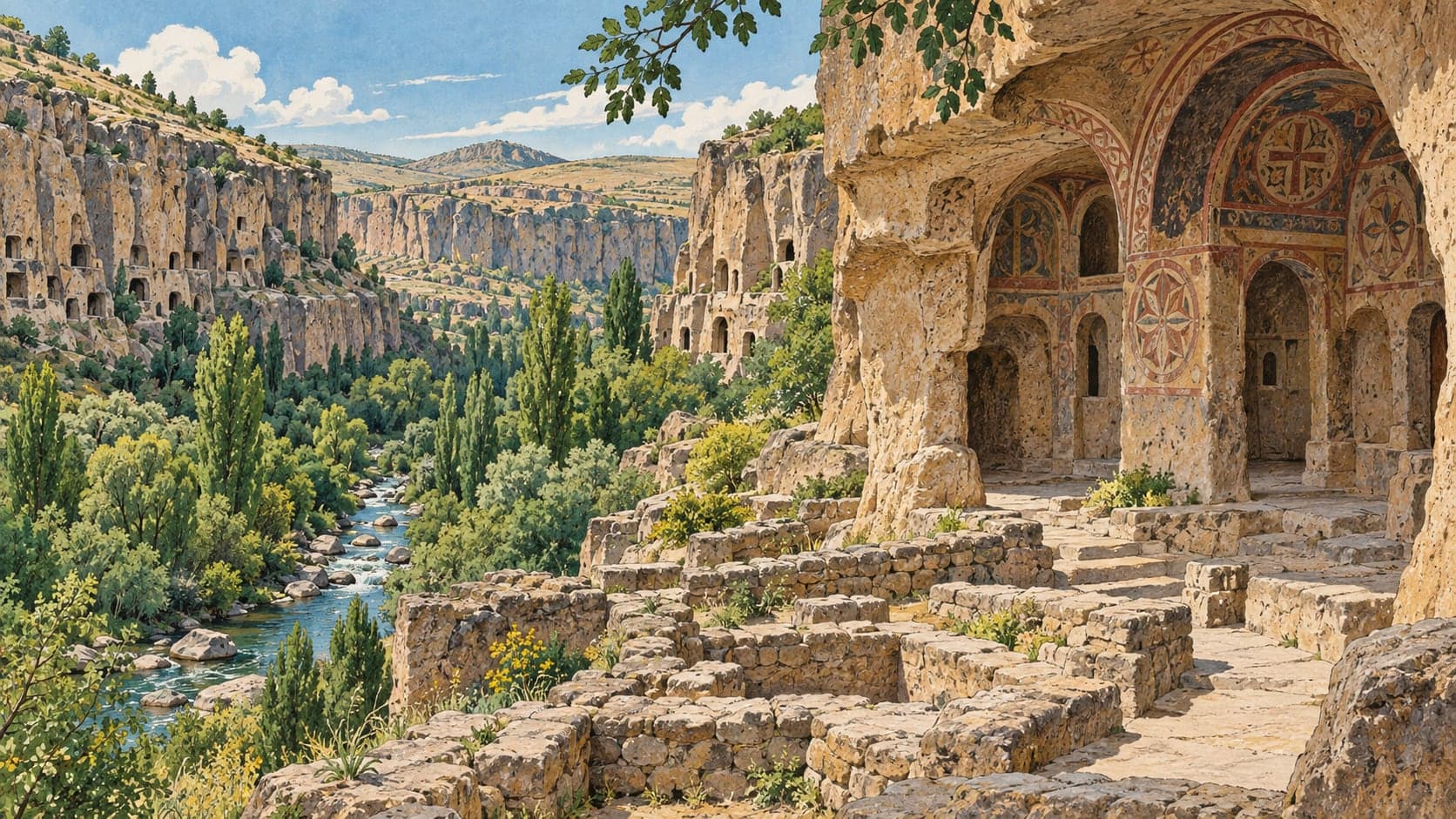 Illustration of Ihlara Valley Archaeological Site, Aksaray