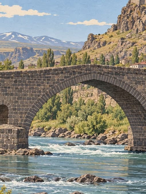 Illustration of Silk Road Bridge, Kars