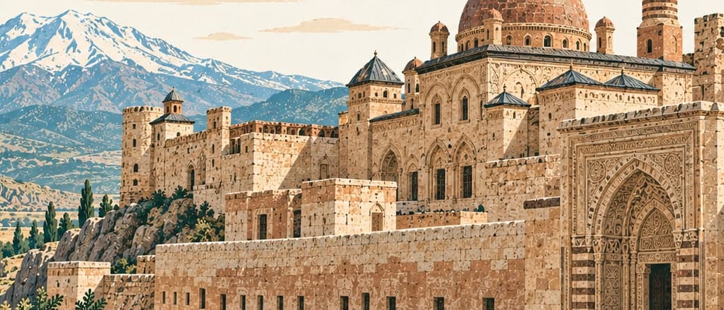 Illustration of İshak Paşa Palace, Ağrı