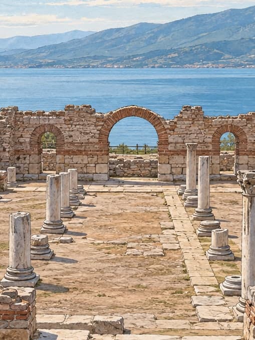 Illustration of İznik Lake Basilica, Bursa