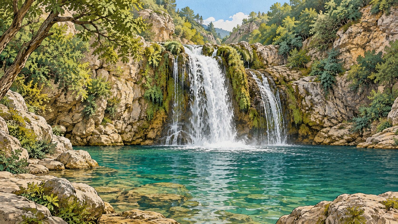 Karaçay Waterfall and Recreation Area çizimi, Osmaniye