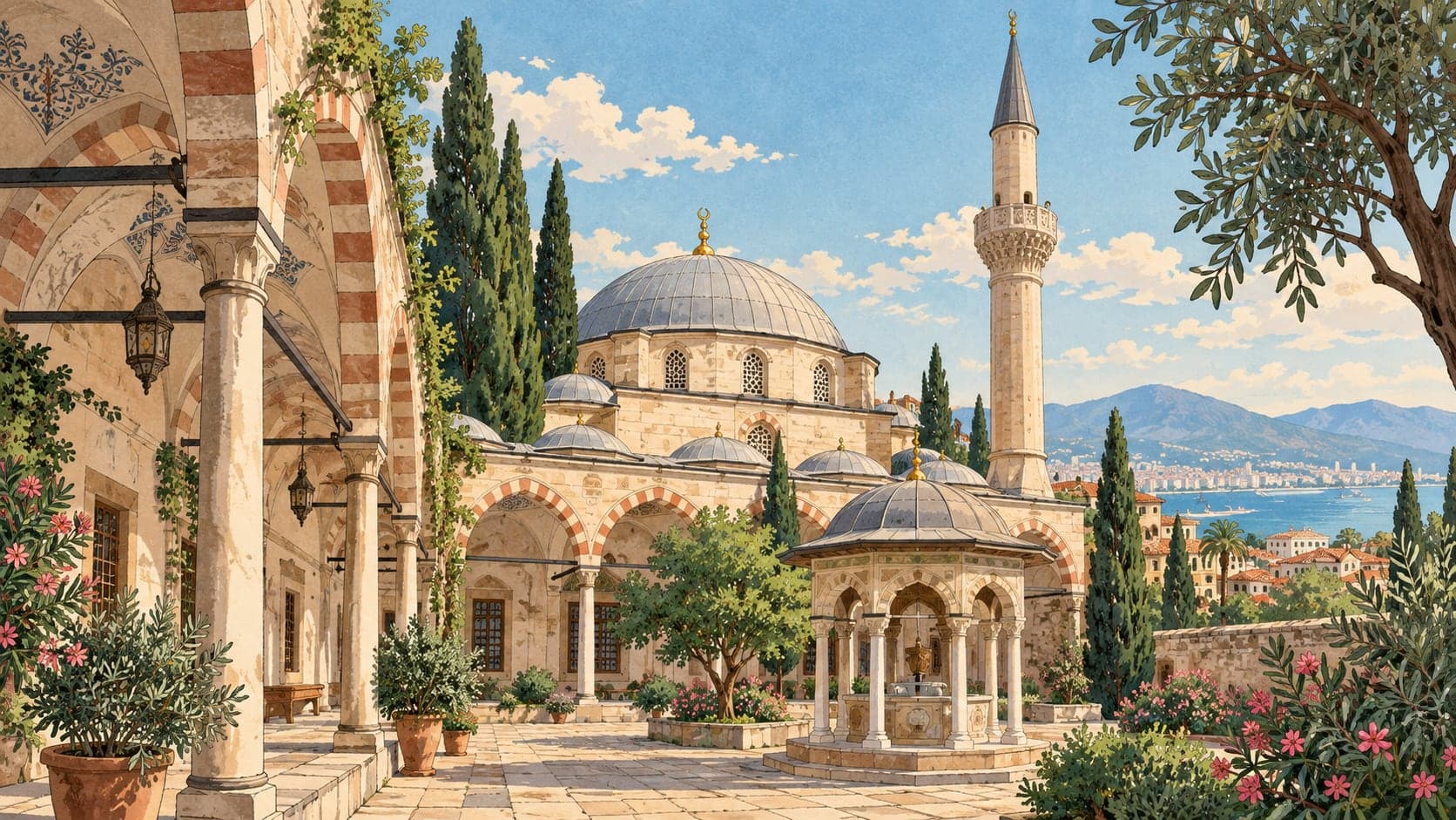 Illustration of Kestanepazarı Mosque, İzmir