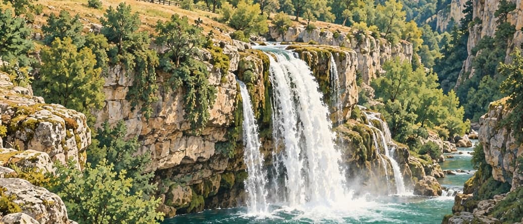 Illustration of Kınık Waterfall Nature Park, Bilecik