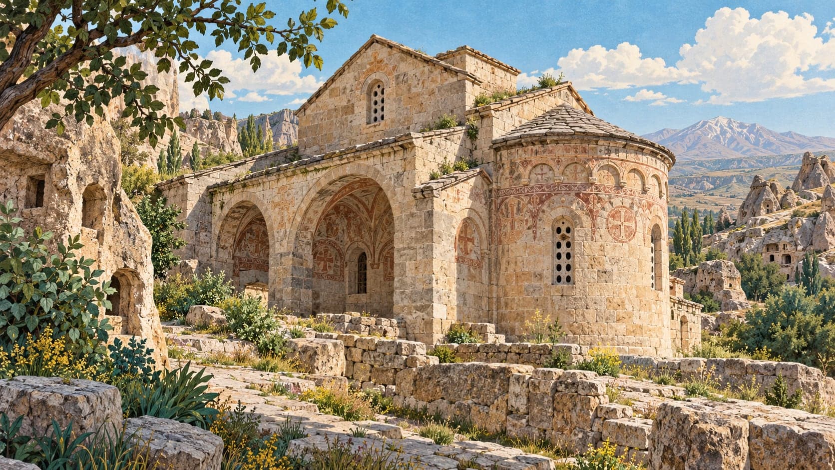 Illustration of Kırkdamaltı Church, Aksaray