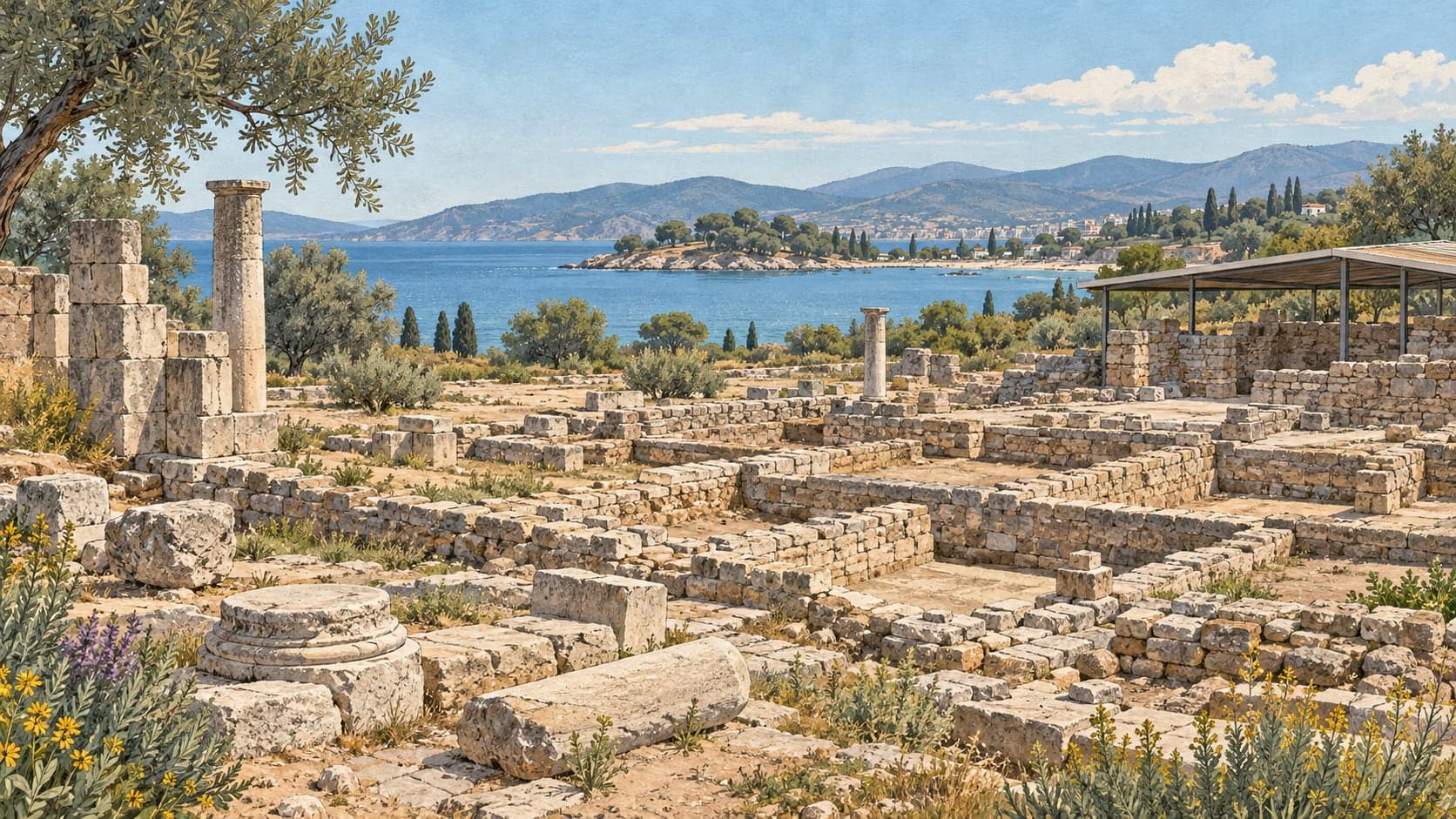 Illustration of Klazomenai Archaeological Site, İzmir